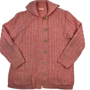 Vintage pink cable knit cardigan sweater​